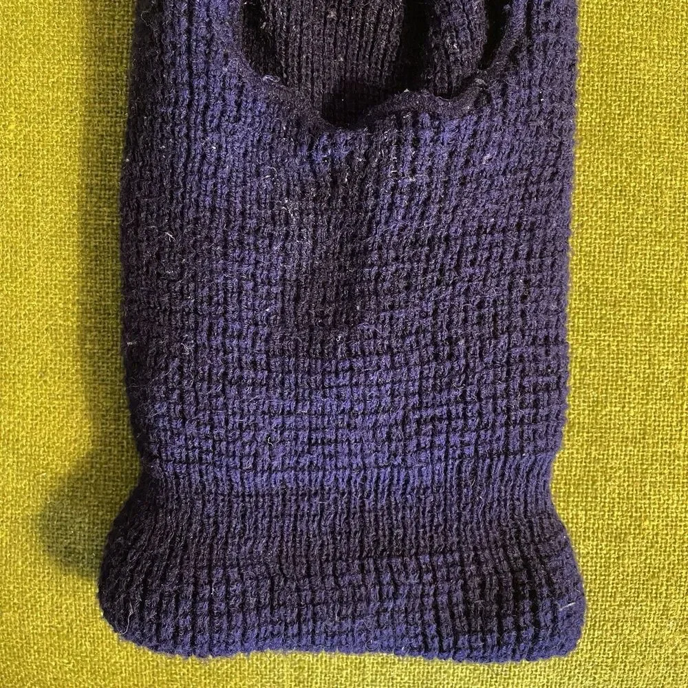 Vintage 70s 80s Extra Thick Ski Mask One Hole Balaclava Winter Knit Hat Ski Cap